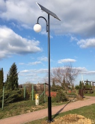 Lampa solarna parkowa 1 kula LED 5-8W / panel 100W / maszt 4,6m 55Ah