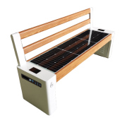 Ławka solarna Bench015 z oparciem USB / LED