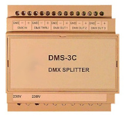  Elektriko 3-wyjściowy SPLITTER DMX  DMS-3C w obudowie na szynę DIN.